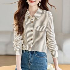ストライプ柄シャツブラウス