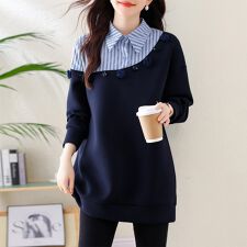 シャツレイヤード風フラワーモチーフトップス