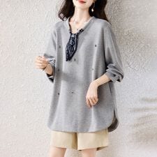 スカーフ付き×プリーツプルオーバー