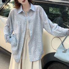 総柄刺繍入シャツ