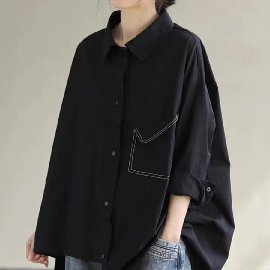 theory 22SS ウォッシャブル　ポケットデザイン　スキッパーブラウス　黒 NOLLEY'S（ノーリーズ） ブラウス シャツ 入学式 卒園式
