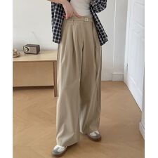 ベルト付きタックワイドパンツ
