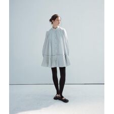 DECADE CLASSIC スタンドカラー プリーツ シャツワンピース