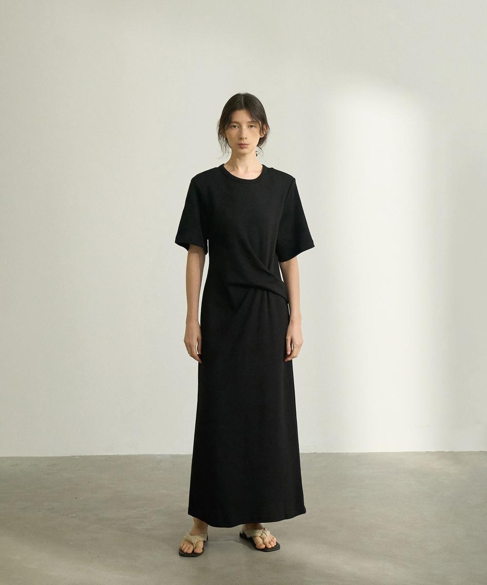 Audrey and John Wad】インドコットンVネックギャザーロングワンピース