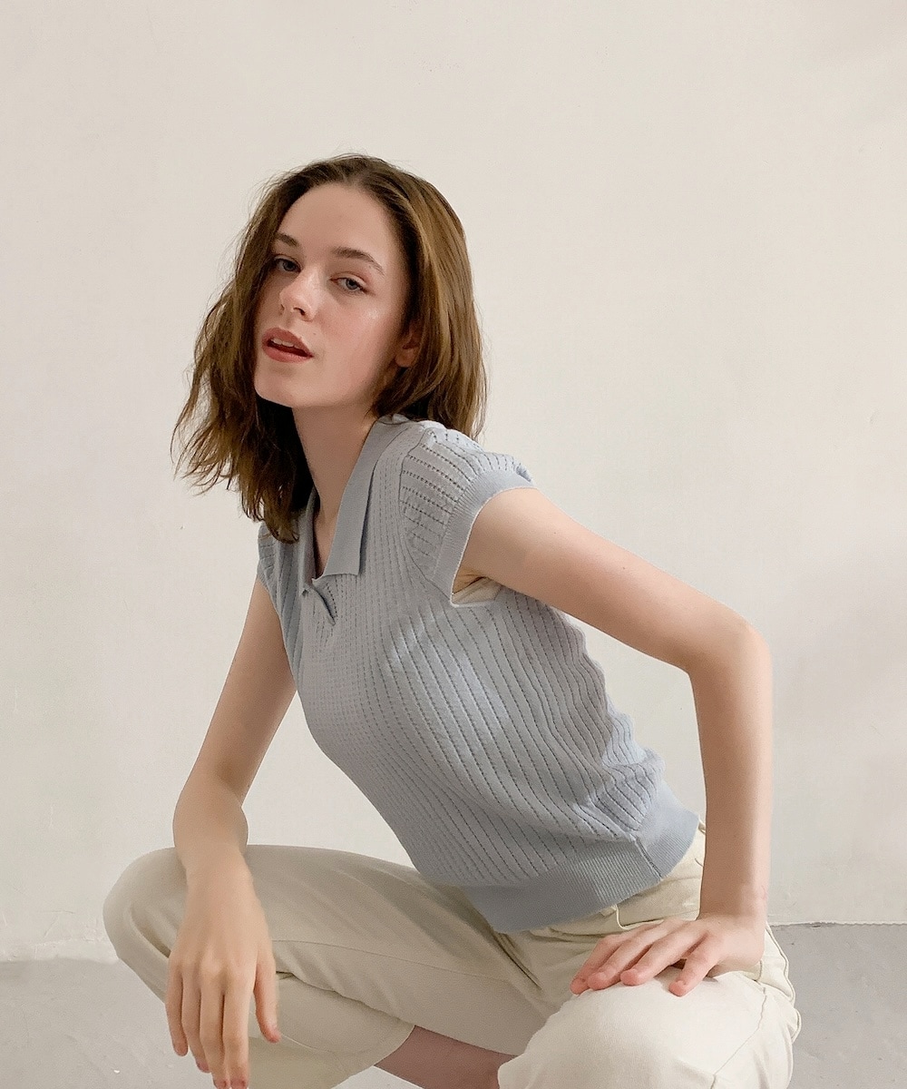 完売商品♡LILYBROWN×MARYQUANT クロップドリボンポロシャツ 赤 LILY BROWN（リリーブラウン）の「【LILY BROWN×MARY QUANT