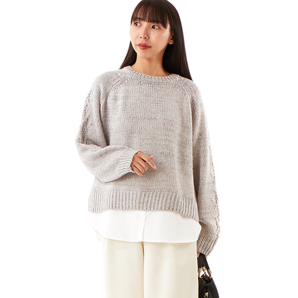 新品 タン TIED LAYERING TOPS 変形 ニット グレー F 2_6PZhGeL.jpg