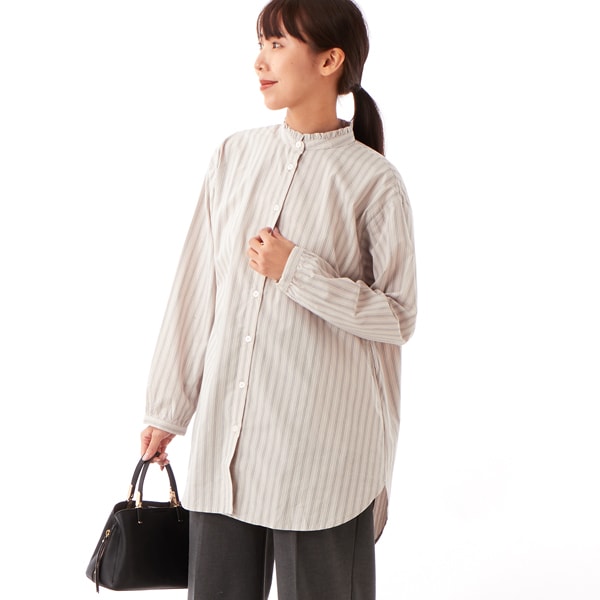 コットンブロード柄アソートネックフリルチュニック | クラウドナイン