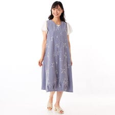 Vネック脇切替 花刺しゅう入り コクーンシルエットワンピース | クラウドナイン(Cloudnine)