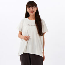 UV加工 SZコットンスラブ ドルマンスリーブプリント入りTシャツ