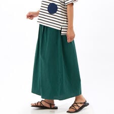 綿麻9分丈 前後タック入り ワイドパンツ
