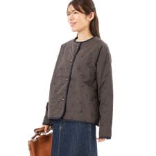 クラウドナイン(Cloudnine)の綿布帛柄アソート小花柄刺しゅう生地＋裏地付中綿入りキルト　ショート丈コート