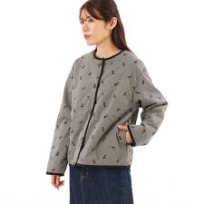 クラウドナイン(Cloudnine)の綿布帛柄アソート小花柄刺しゅう生地＋裏地付中綿入りキルト　ショート丈コート