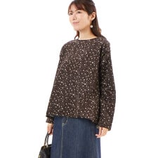 クラウドナイン(Cloudnine)の21Wコーデュロイ小花pt. 後ろレイヤード風左肩ボタン開きブラウス