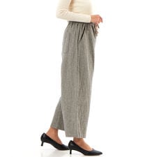 表起毛コットンシャンブレーヘリンボーン織9分丈セミワイドパンツ