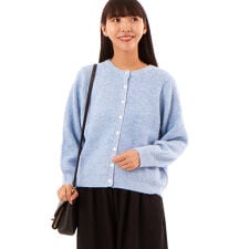 毛混バスケット編みニットカーディガン