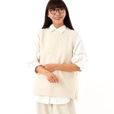 4種柄パッチワーク 裾前後差付ニットベスト