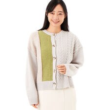 4種柄パッチワーク ニットカーディガン