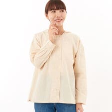 綿麻布帛柄アソートセーラーカラー前ダブル釦仕様ブラウス