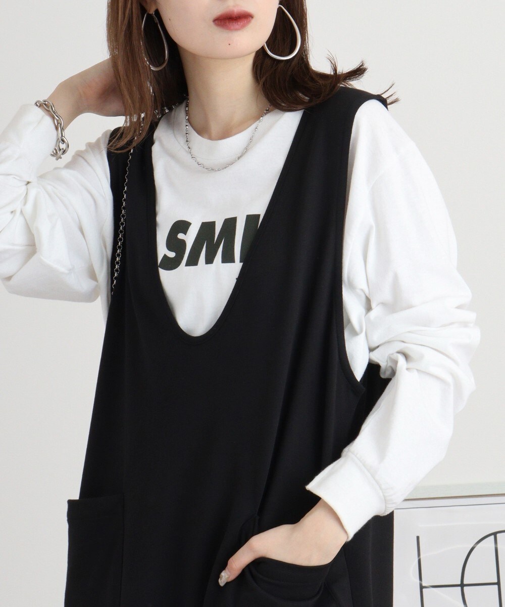 ミニ裏毛Vネックロングスウェットベスト