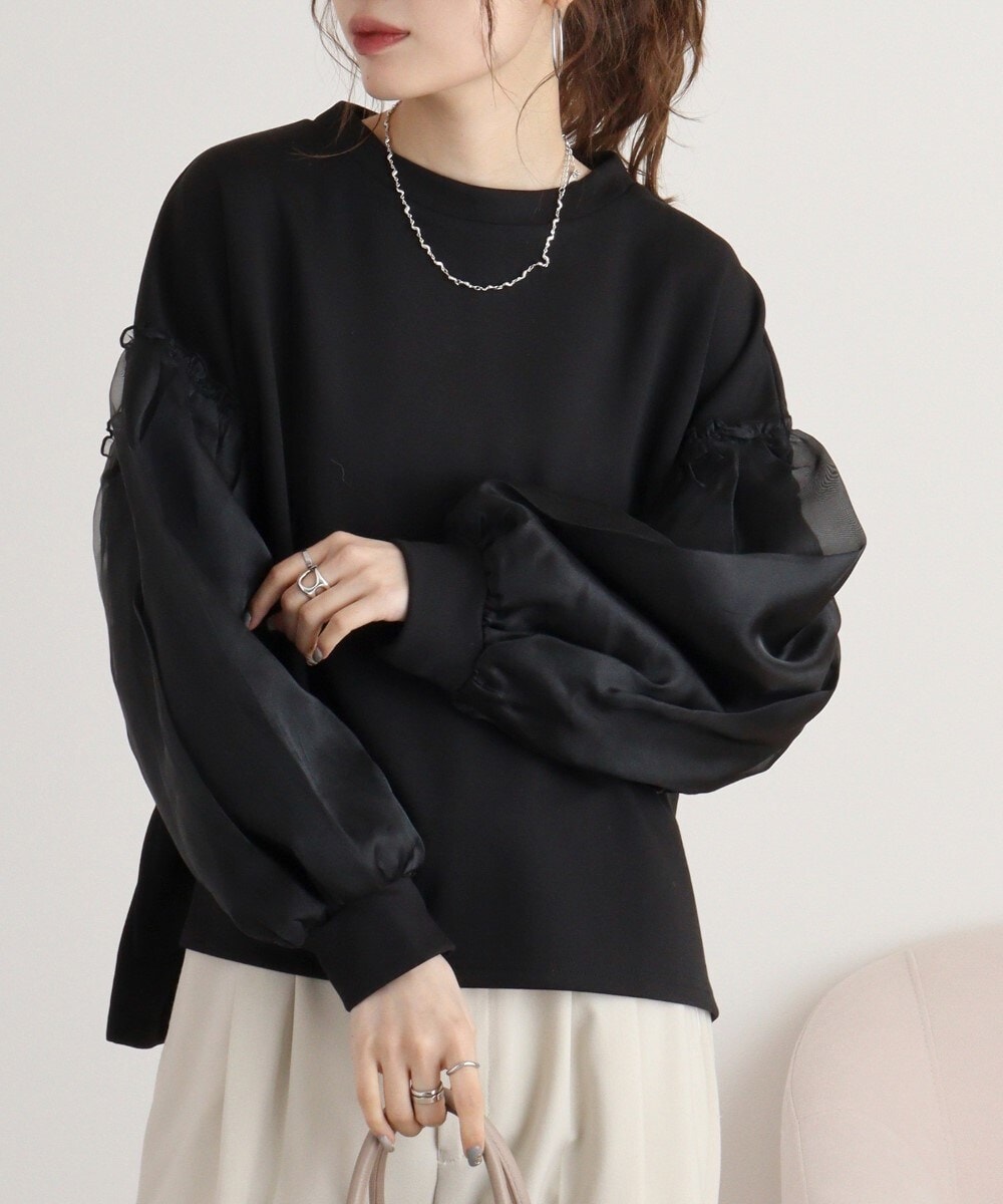 ダンボール袖ボリュームオーガンジープルオーバー