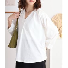 ブラウス風タックスキッパー 七分丈Tシャツ