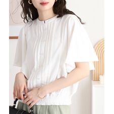 ピンタックフレア袖ブラウス風カットソー