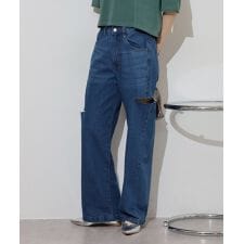 デニムダメージストレートパンツ