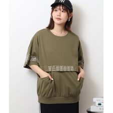ポケット付きオーバーサイズシルエットロゴプリントTシャツ