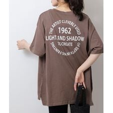 刺繍ロゴ＋バックプリントビッグシルエットTシャツ