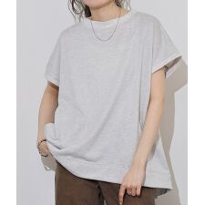 ラメ混裏毛デザインフレンチスリーブプルオーバートップス