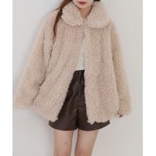 シープファーステンカラーミドル丈コート