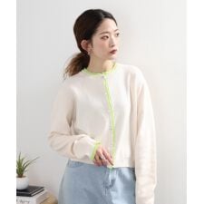 レイヤード風配色ニットカーディガン