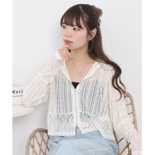 レース切替フードシャツブルゾン