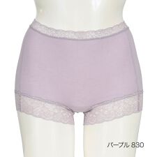 【満足】 ショーツ 無地 ウエスト 裾レース 一分丈 日本製(37-3634A)