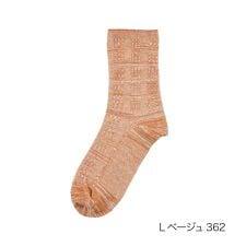 【FUKURASHI(ふくらし)】 靴下 チェック柄 ゆるピ丈 DRY素材 足底鹿の子編み
