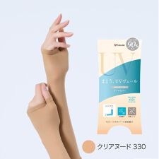 【UVヴェール ： 涼感】 アームカバー 無地 ショート丈 極薄ストッキング素材 涼感 伝線しにくい