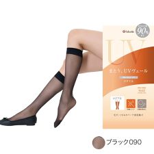 【UVヴェール】 ストッキング 無地 ショート丈 極薄ストッキング素材 涼感 抗菌防臭 遮熱効果