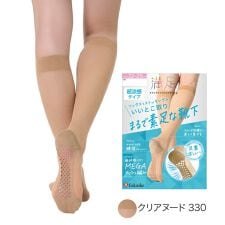 【満足】 ストッキング 無地 ハイソックス丈 足底メガメッシュ編み つま先かかと綿混