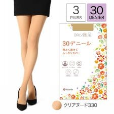 【デイリー満足】3足組 ストッキング 無地 パンティストッキング ゾッキ ノンラン設計 マチ付き