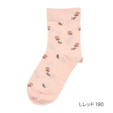 【満足： ゆったり爽感】 靴下 小花柄 クルー丈 表糸綿100％ 天然素材