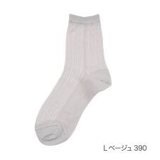 【fukuske FUN ： キレイ見え】 靴下 ストライプ柄 クルー丈