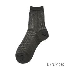 【fukuske FUN ： キレイ見え】 靴下 ストライプ柄 クルー丈