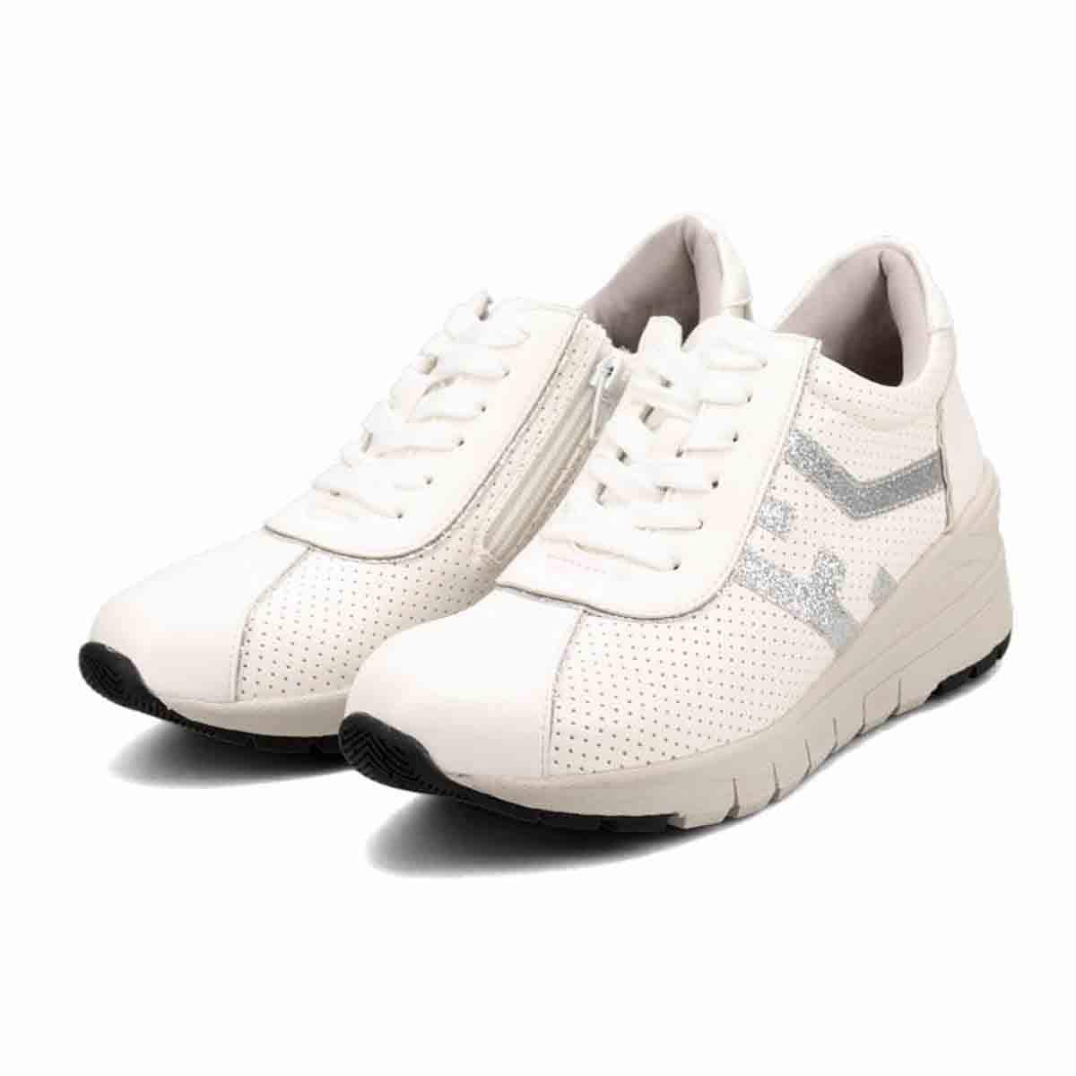 スニーカーレディース 靴紐 ローヒール 柔らかい 軽量 レザー調 人工