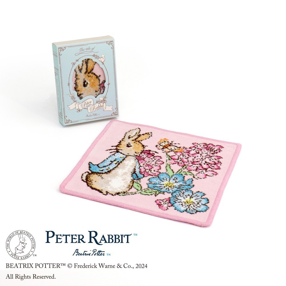 【新品未使用タグ付】ピーターラビット　シェニール織　シェニールアートギャラリー ピーターラビット(TM) お花と蝶々 シェニールタオルハンカチ