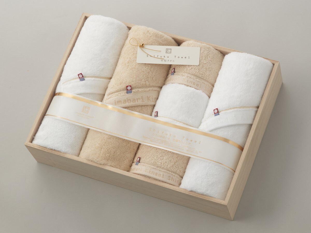 新品　今治謹製 至福タオル バスタオル2P&フェイスタオル2P SH55100 今治謹製 Shifuku Towel(至福タオル) 木箱入り SH55050 (バス