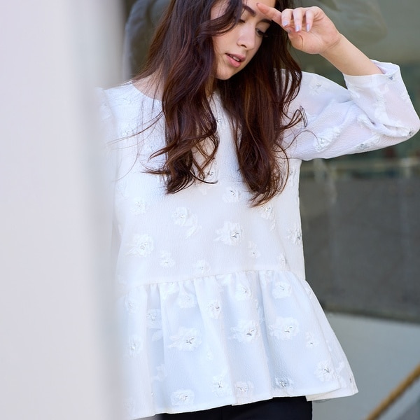 オーディア ミューズ（Audie a Muses）/シルバーフラワージャカードブラウス シルバーフラワージャカードブラウス | オーディア ミューズ(Audie a