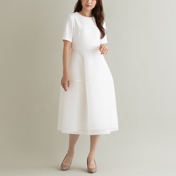 異素材使いハイウエストワンピ―ス | オーディア ミューズ(Audie a