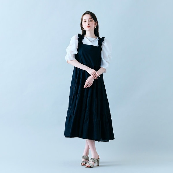 異素材使いハイウエストワンピ―ス | オーディア ミューズ(Audie a