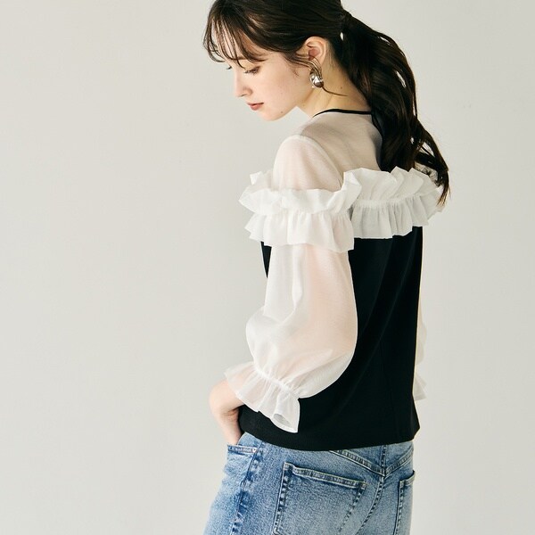 【接触冷感・UVケア・洗える】シルケットスムースコンビ バイカラーカットソー 接触冷感・UVケア・洗える】シルケットスムースコンビ バイ