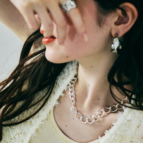 DESIGN》K18WG ダイヤモンド ネックレス 0.5ct 華奢チェーンネックレス